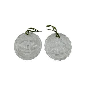Vintage Lord & Taylor Pressed Glass Christmas Ornaments Set of 2